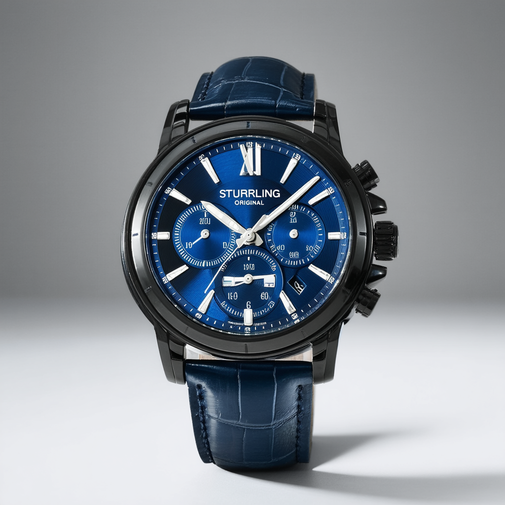 Stuhrling Original Men's 503.33X66 Symphony Eclipse Horizon Swiss Quartz Dual Time Blue Watch