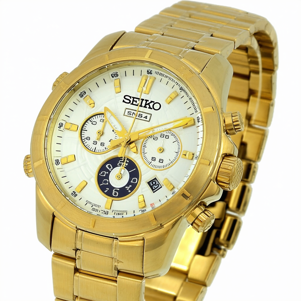 Seiko Men's SNAB64 Alarm Chronograph Gold-Tone Watch