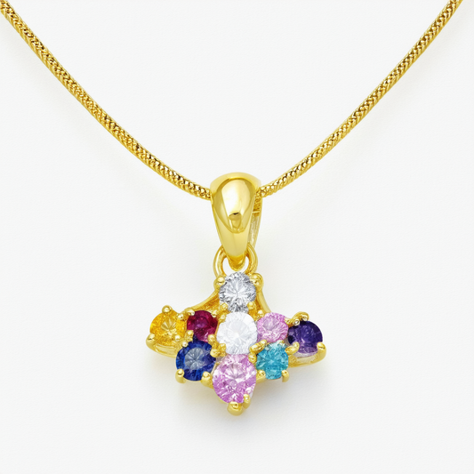 18k Yellow Gold Plated Sterling Silver Multi-Gemstone Pendant Necklace, 18"