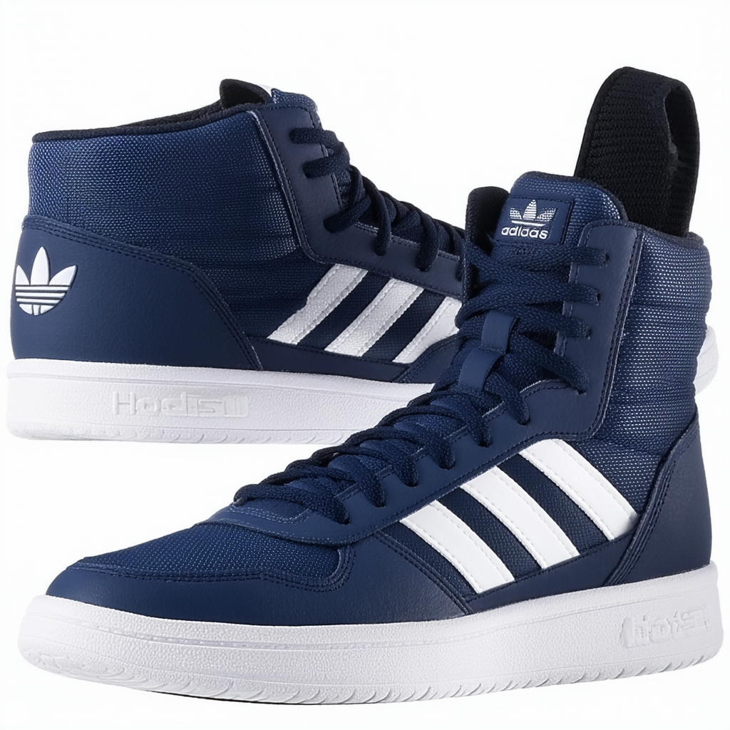 adidas Men's Hoops 2.0 Mid Sneaker, Dark Blue/White/Cloud White, 13 M US