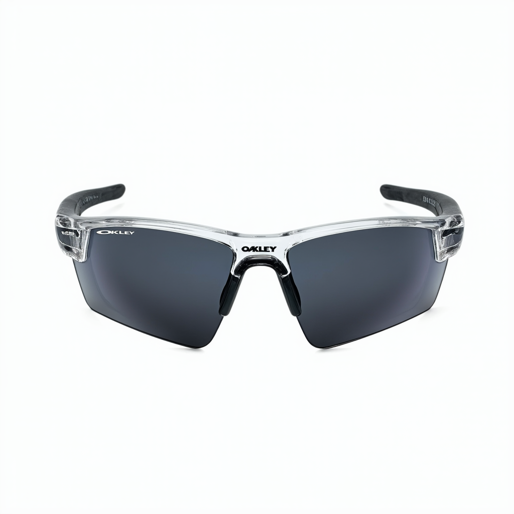 OAKLEY OIL RIG MENS SUNGLASSES POLISHED CLEAR FRAME WITH BLACK IRIDIUM LENS