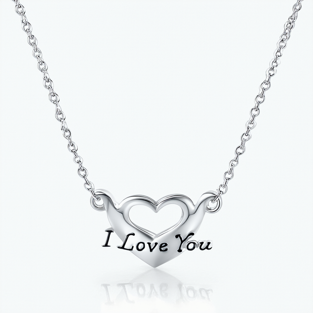 Amazon Collection Sterling Silver "I Love You" Necklace, 18"