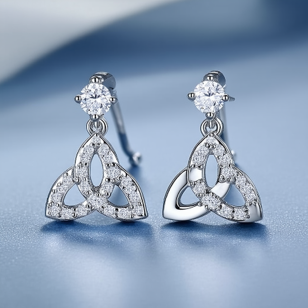 Amazon Collection Sterling Silver Cubic Zirconia Trinity Knot Drop Earrings (0.54 cttw)