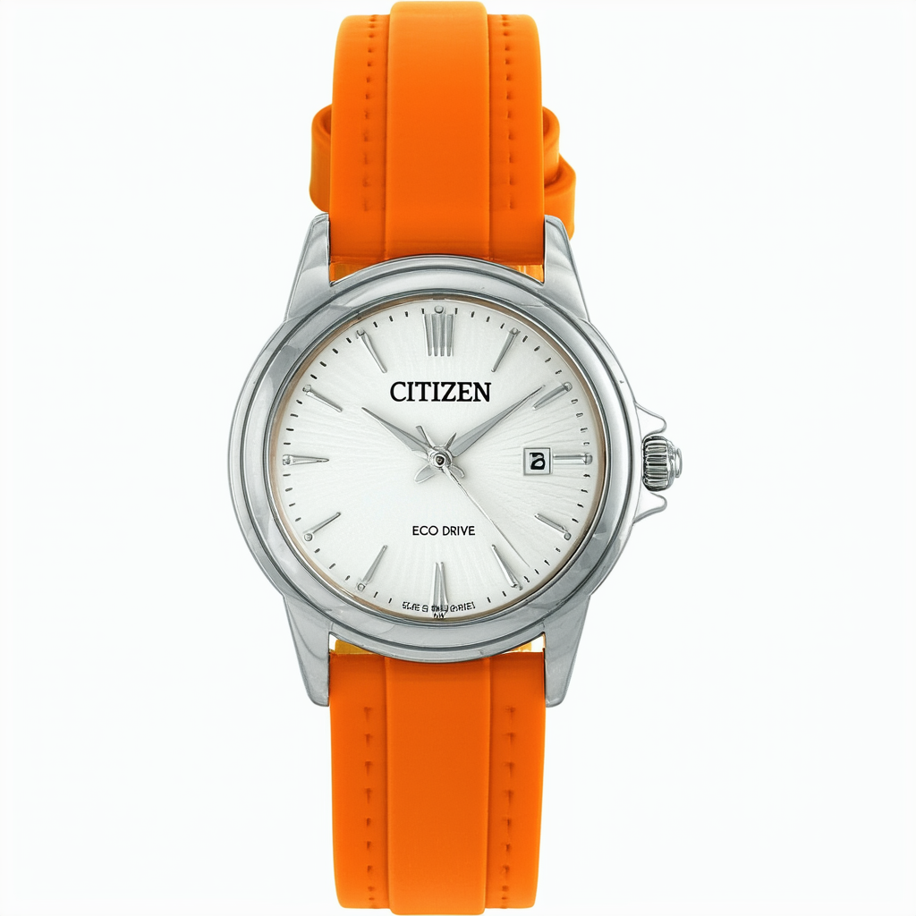 Citizen Eco-Drive Women's EM0250-01A Silhouette Straps Analog Display Orange Watch