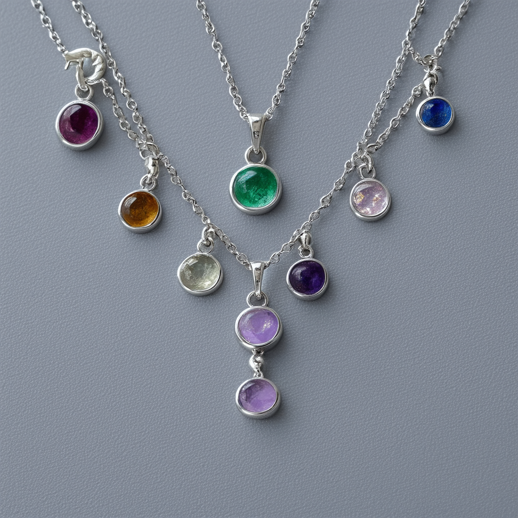 Amazon Collection Sterling Silver Gemstone Multi-Charm Zodiac Pendant Necklace