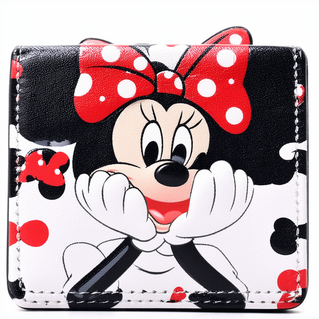 Disney Unisex Adult Polyurethane Minnie Mouse Black and White Card Wallet, Compact, Slim