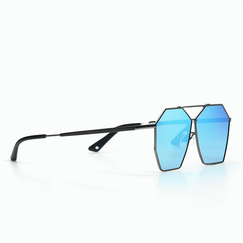 zeroUV - Modern Slim Metal Arms Neutral Colored Flat Lens Hexagonal Sunglasses 51mm