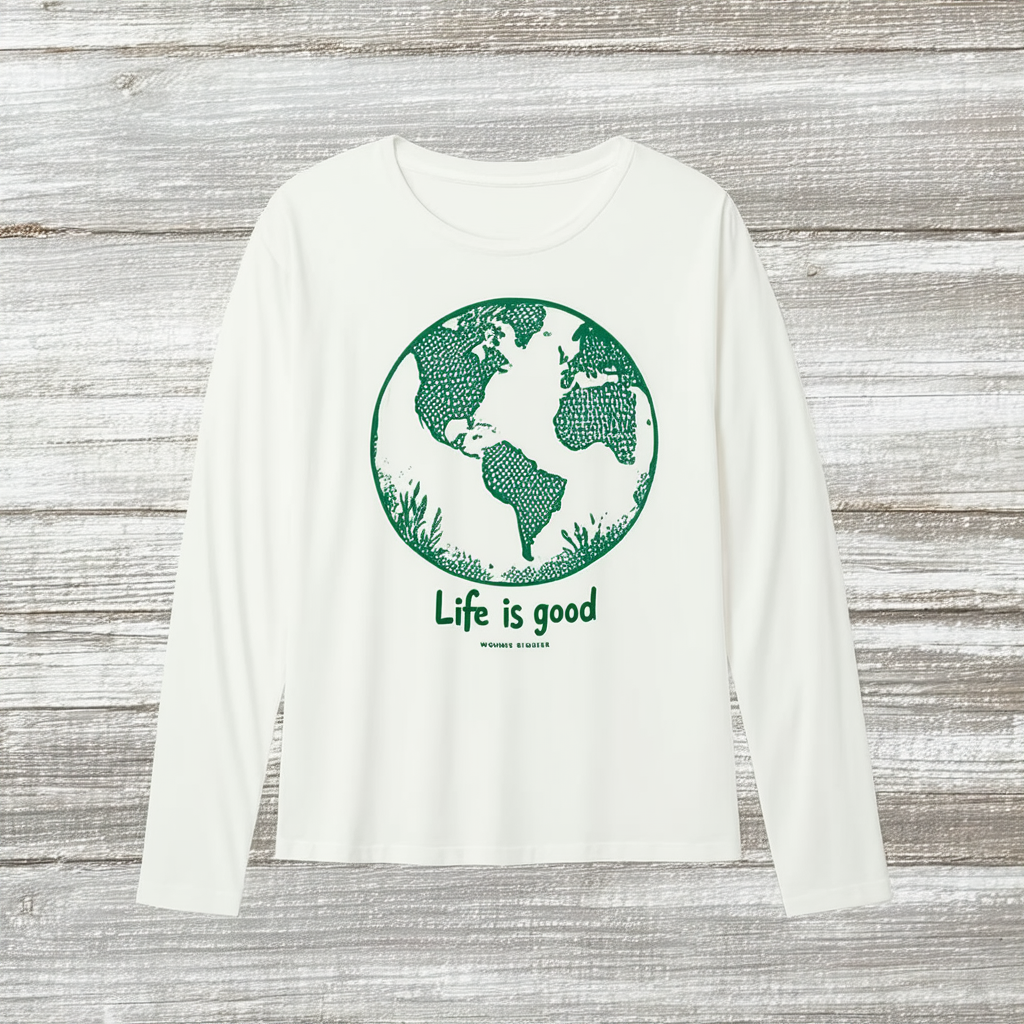 Life is Good Women's Crusher Long Sleeve Dwyl Earth Mntgrn T-Shirt,