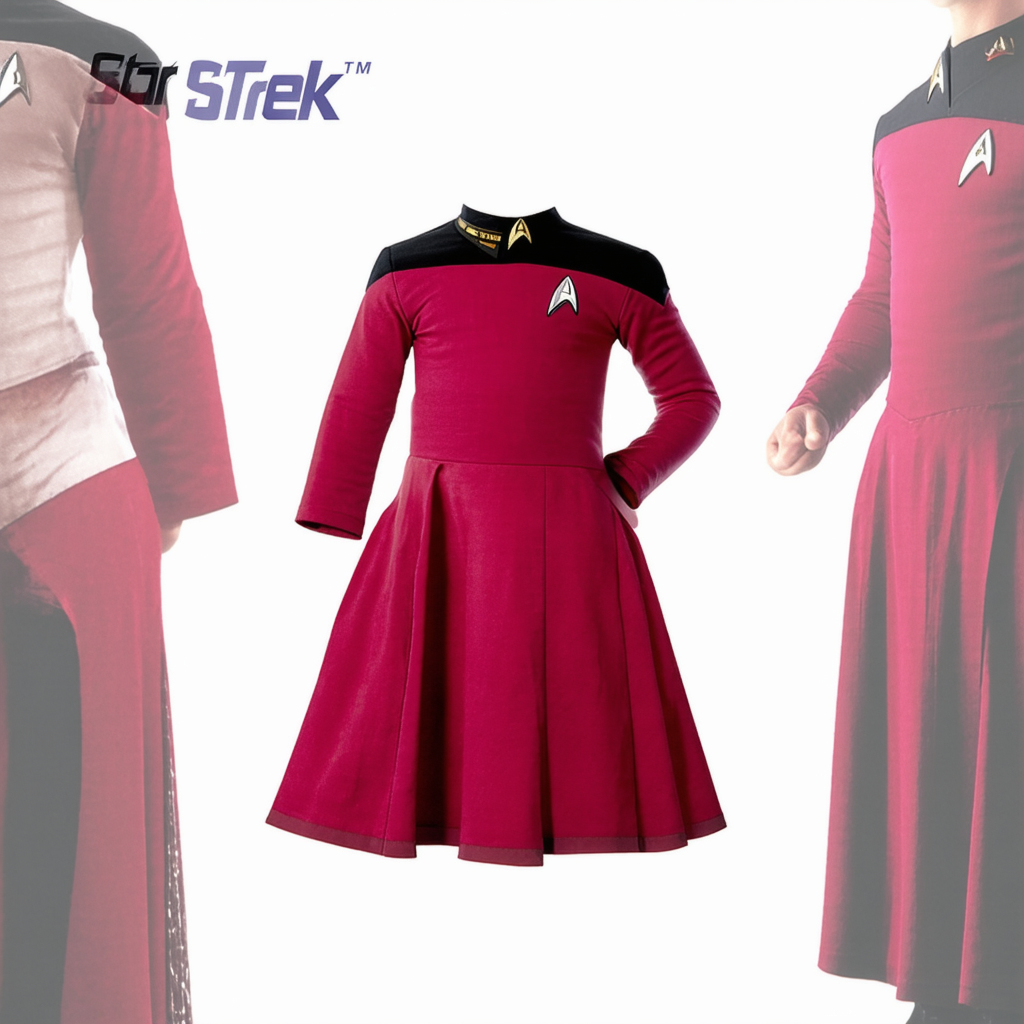 Star Trek Movie Child's Deluxe Red Dress with Emblem Pin, Medium