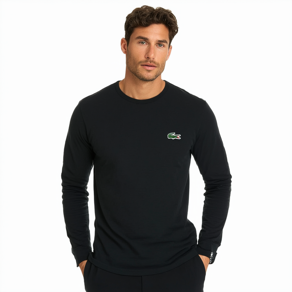 Lacoste Men's Sport Longsleeved Croc T-Shirt, Black