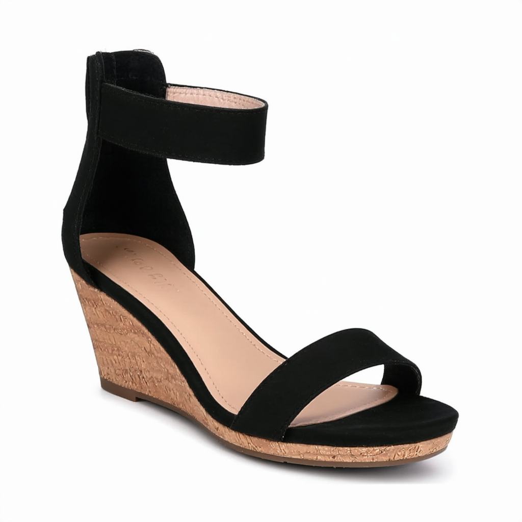 Kenneth Cole REACTION Women's Sole-O Wedge Sandal, Black, 6 M US