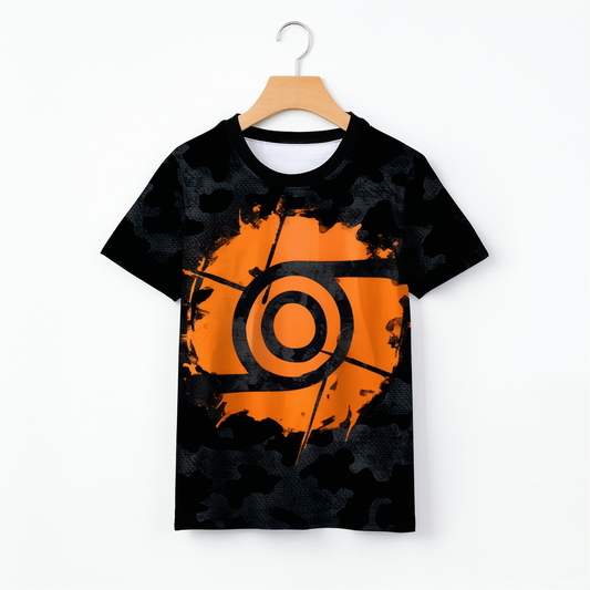 Naruto Shippuden Anime Black Camo Shirt Print Youth Boys Graphic T-Shirt
