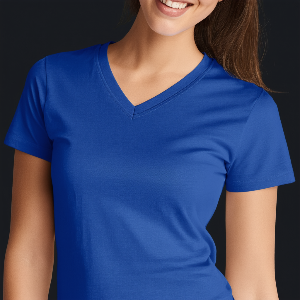 Hanes S04V Ladies' 4.5 oz, 100% Ringspun Cotton Nano-T® V-Neck T-Shirt