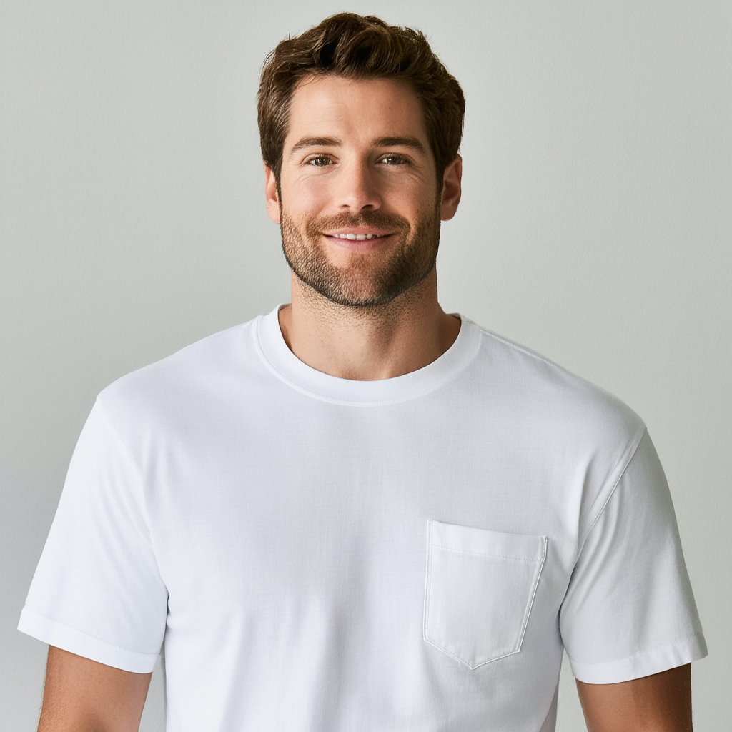 Hanes mens BeefyT 100% Cotton TShirt with Pocket(5190)-White-2XL