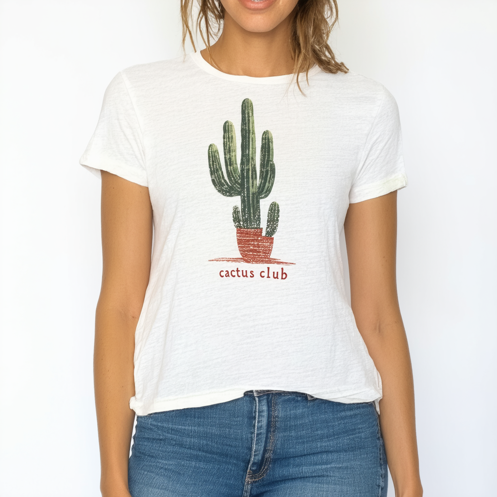 Lucky Brand Women's Top Size XL Reg Graphic Tee Short Sleeve Cactus Club White
