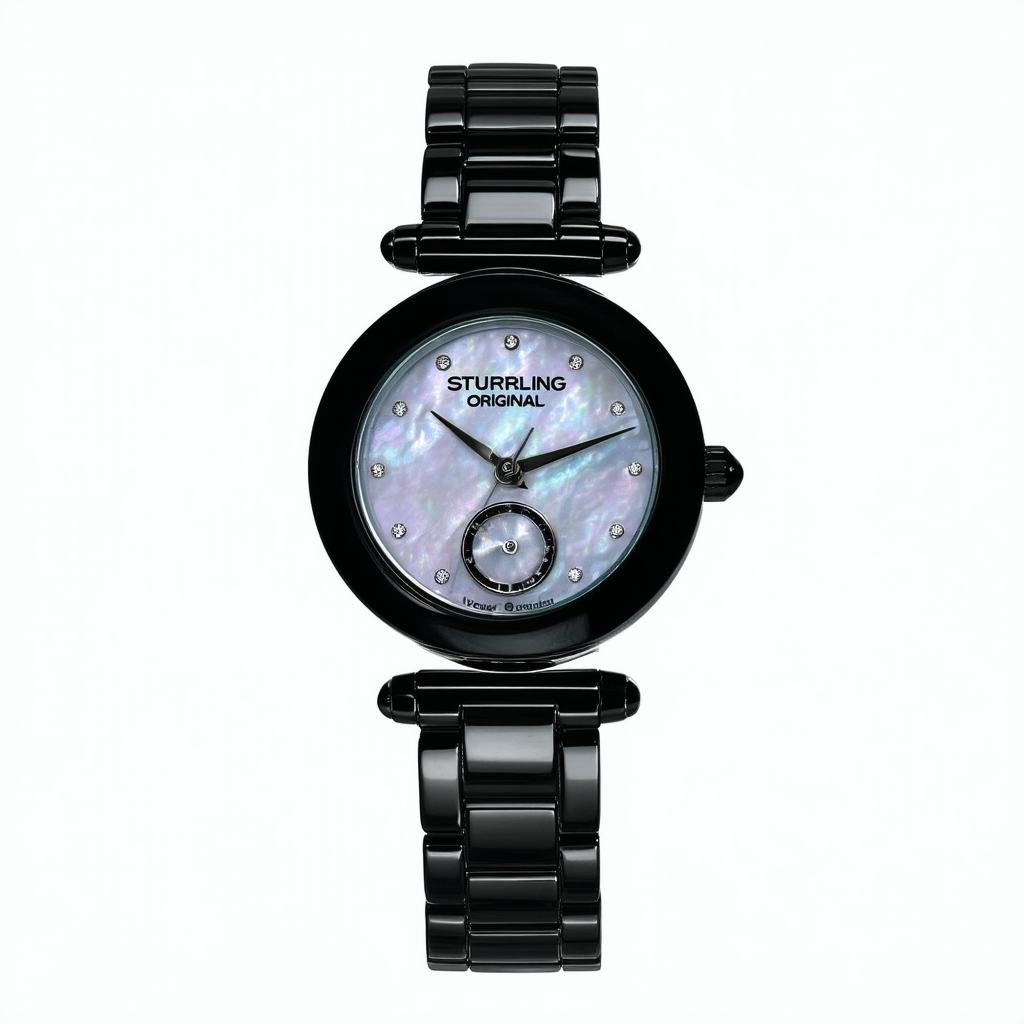 Stuhrling Original Women's 336.12151 Vogue Audrey Radiant Black Mother of Pearl Subdial Watch