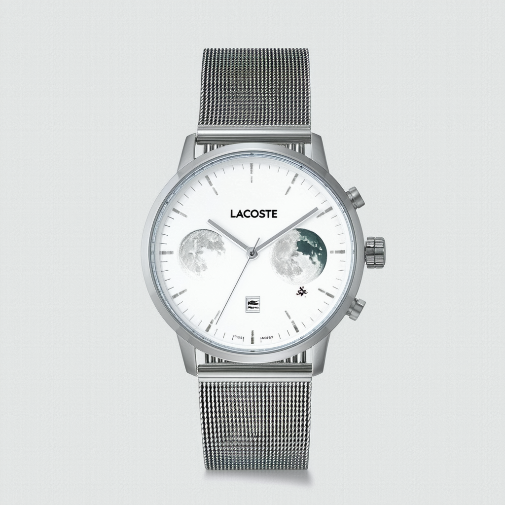 Lacoste Men's Moon Multi Quartz Stainless Steel and Mesh Bracelet Casual Watch, Silver, 2011025