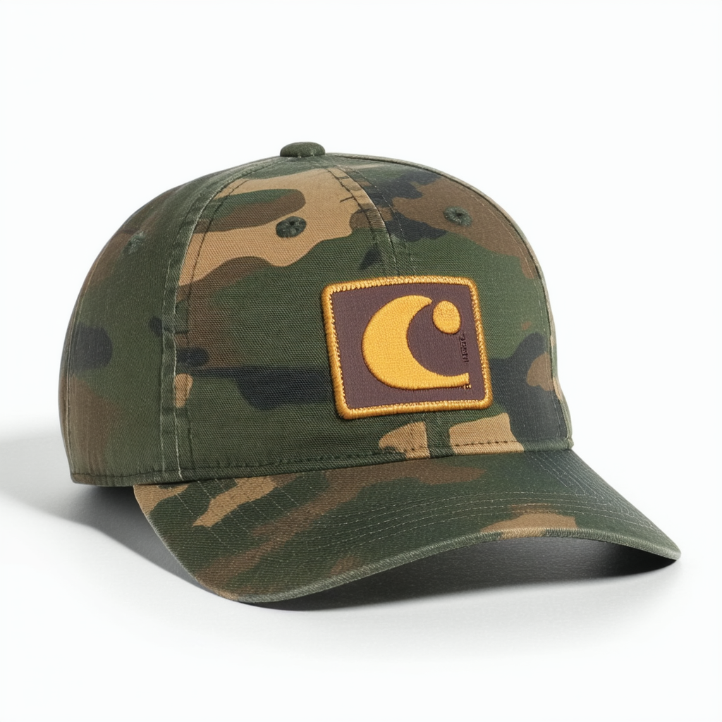 Carhartt mens Canvas Built to Last Camp Patch Baseball Cap, Basil Blind Fatigue Camo, One Size US