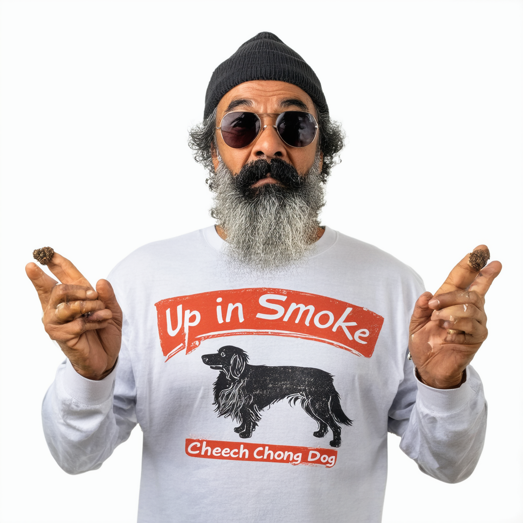 Up in Smoke Cheech Chong Dog Unisex Adult Long-Sleeve T Shirt for Men and Women