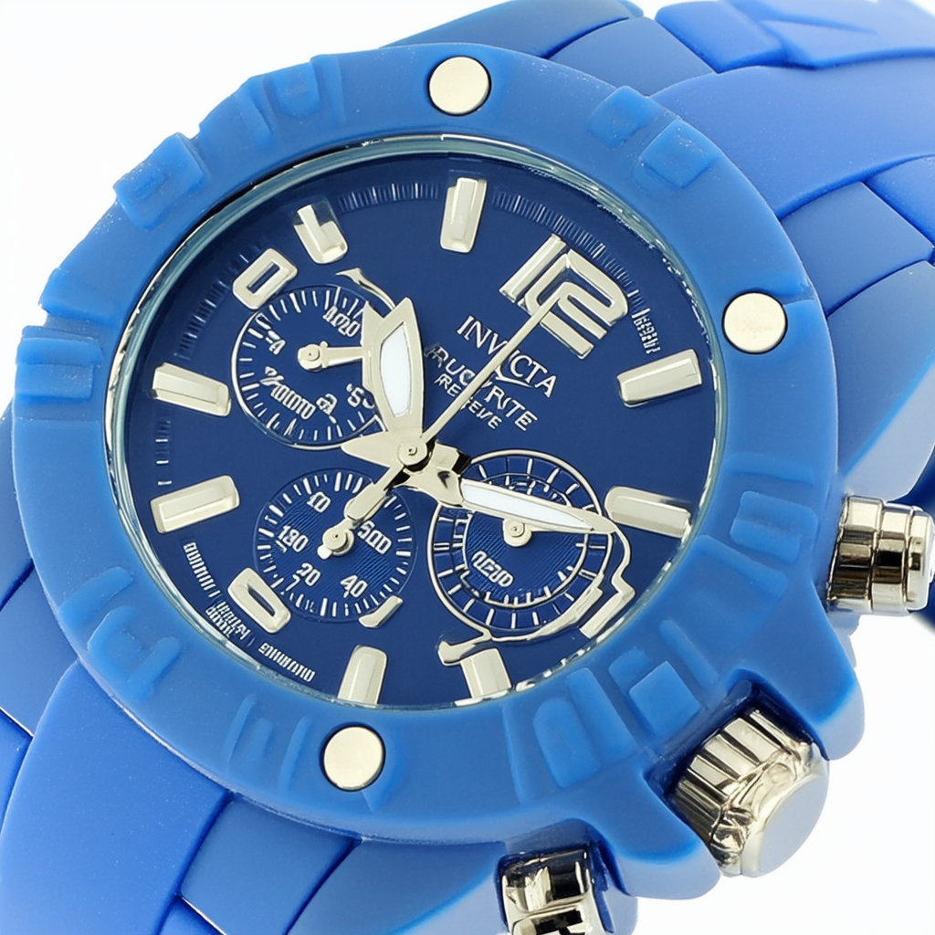 Invicta Men's 14009 Akula Reserve Chronograph Silver Dial Blue Polyurethane Watch