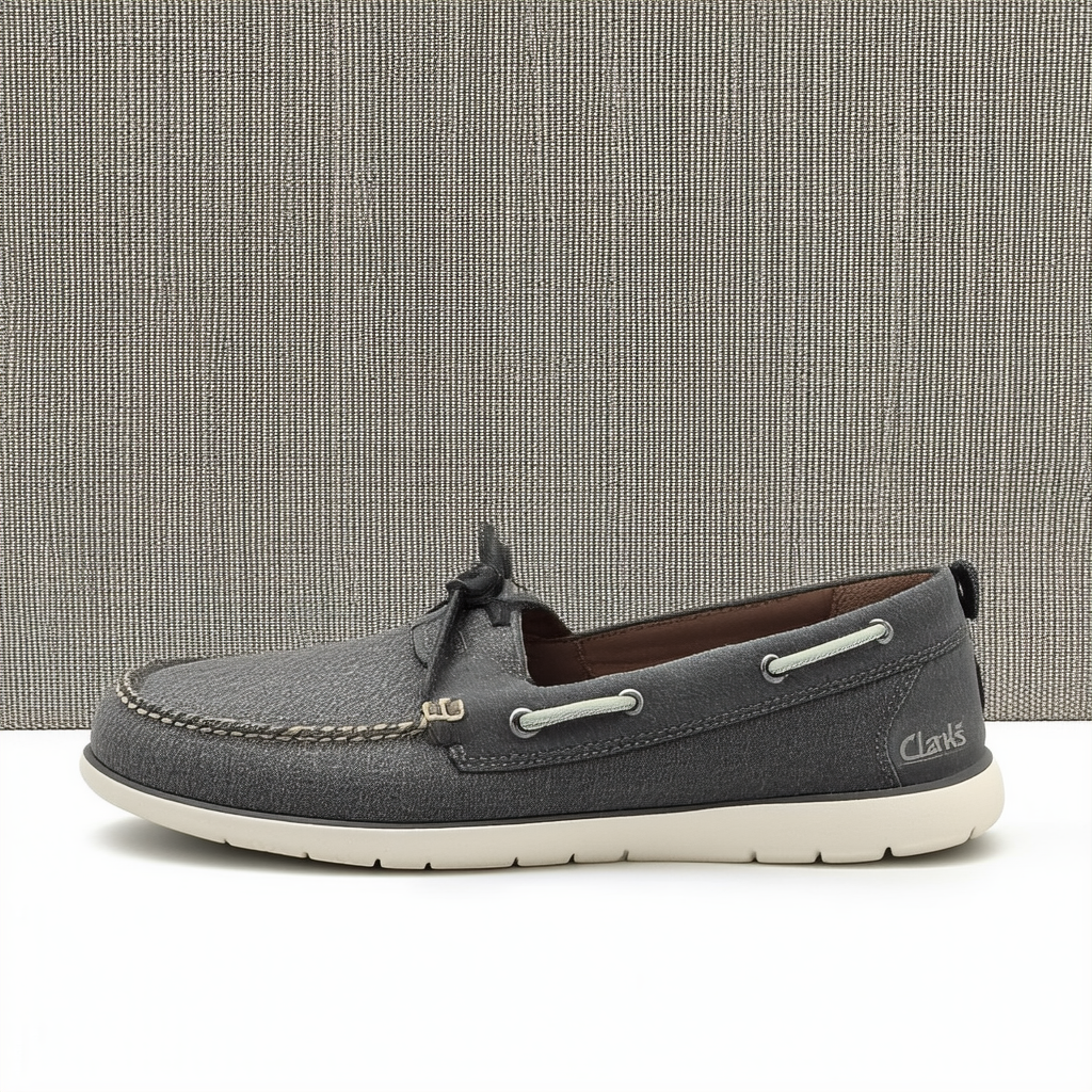 Clarks Women's Step Maro Sand Boat Shoe, Dark Grey Textile, 7 Wide US