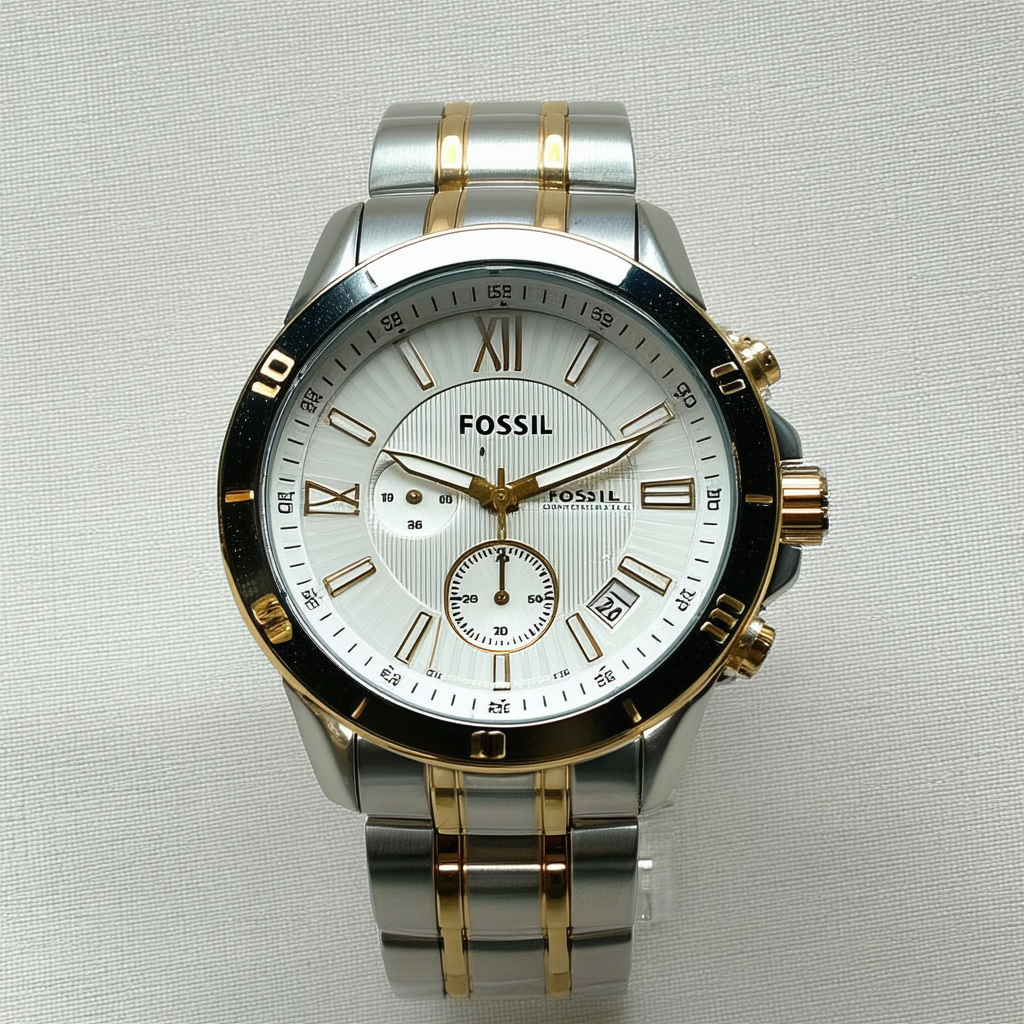 Fossil Men's AM4372 Decker Analog Silver and Gold Tone Watch