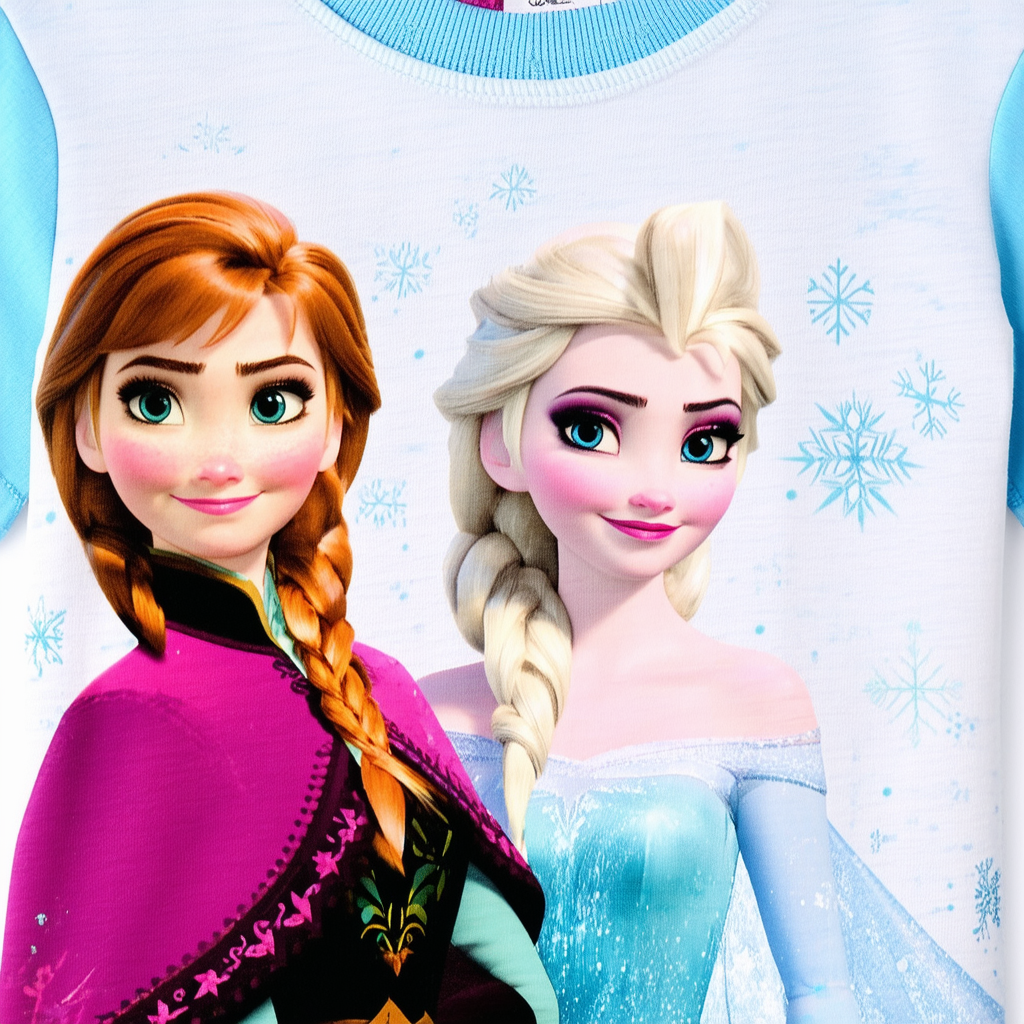 Disney Little Girls' Frozen Anna and Elsa Girls Jersey Puff T-Shirt