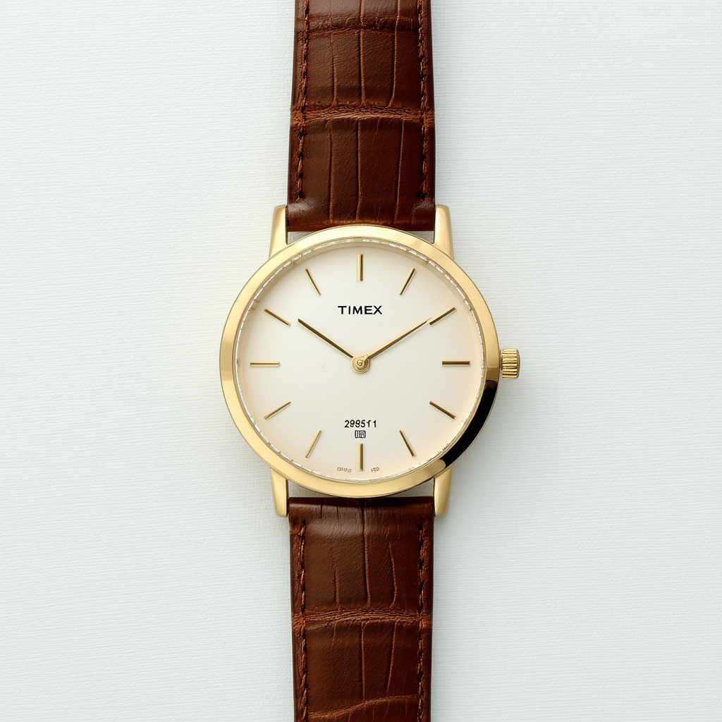 Timex 29851 Women's Gold-Tone Dress Watch with Deep Brown Genuine Leather Band