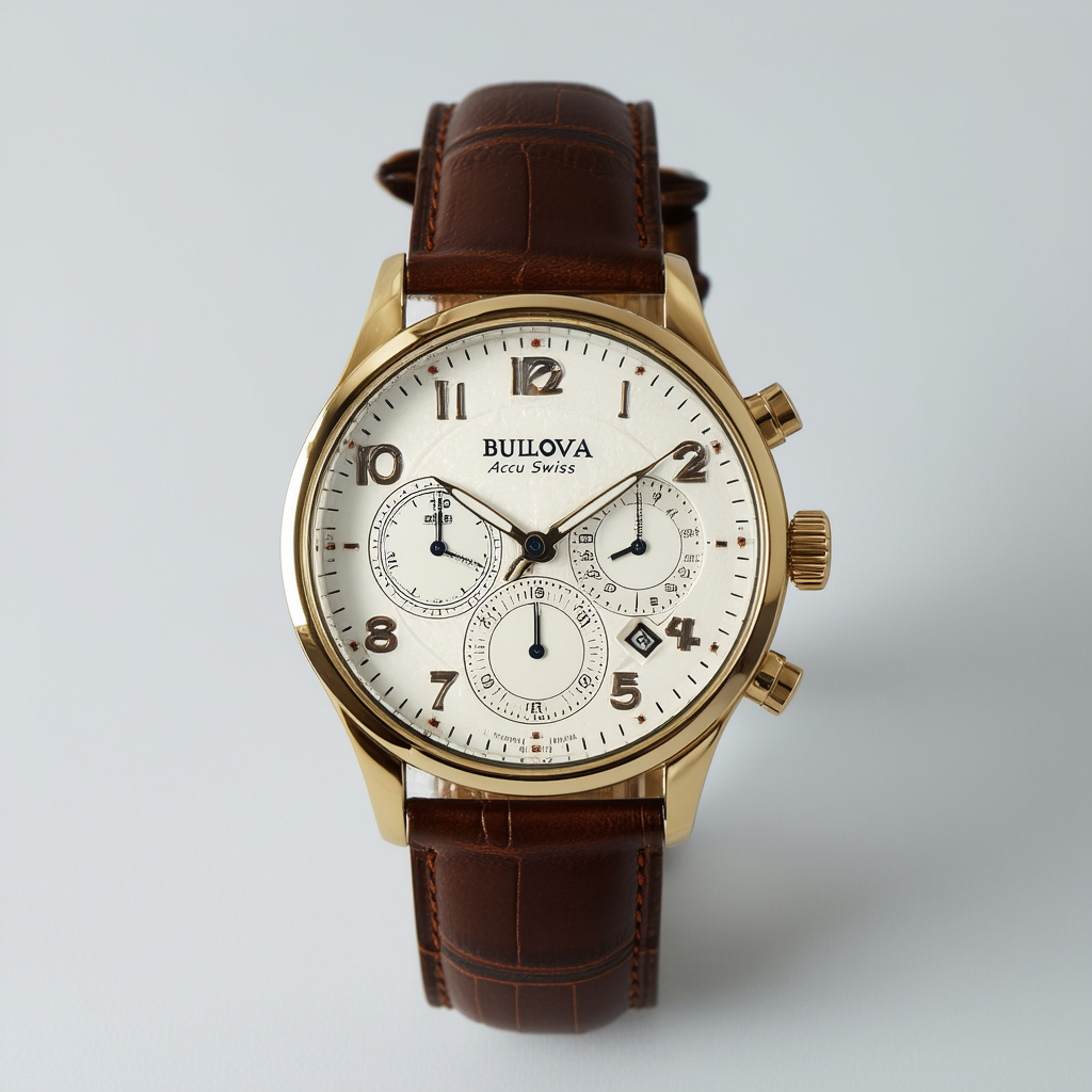 Bulova Accu Swiss Men's 65B167 Mechanical Hand Wind Brown Strap Watch