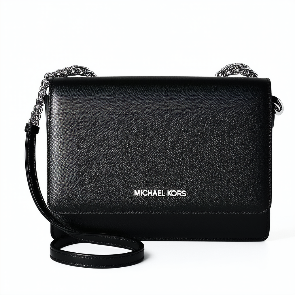 Michael Kors Jet Set Item Flap Crossbody, Color Black with Silver hardware