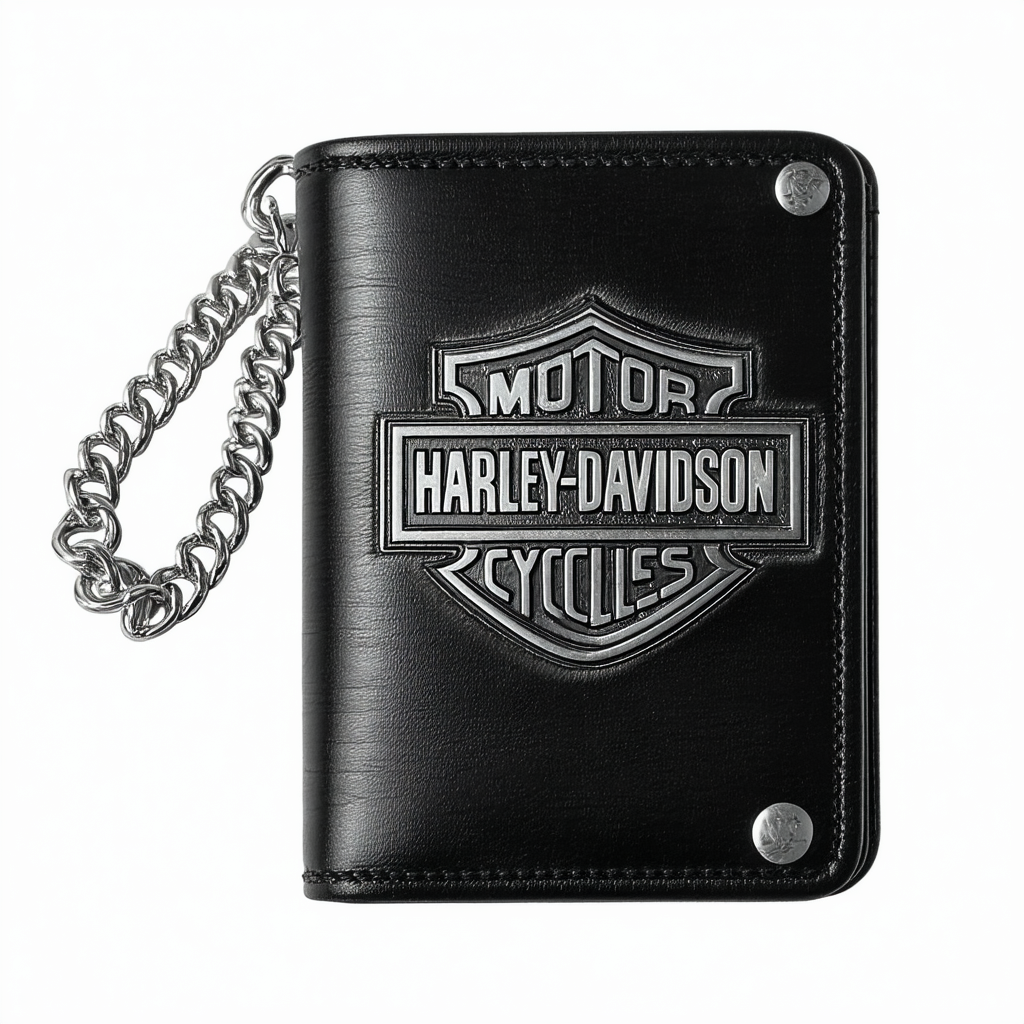 Harley-Davidson Men's Bar & Shield Medallion Biker Chain Wallet Leather BW415H