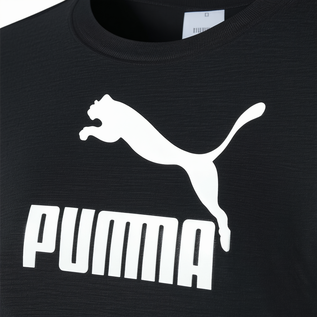 PUMA Womens Performance Slogan Crew Neck Short Sleeve Athletic Tops Casual - Black