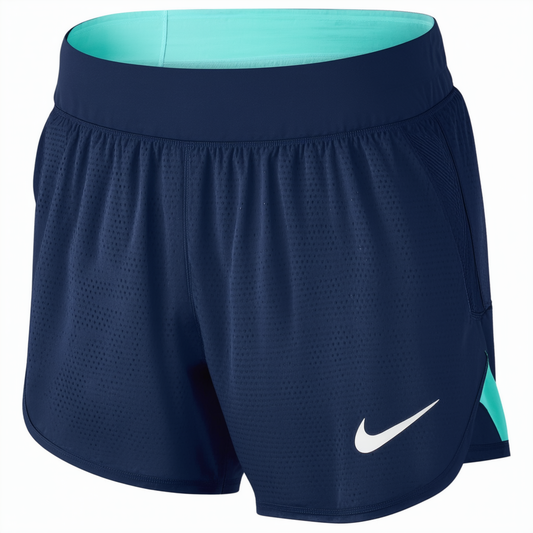 Nike Women's Dri-Fit Perforated Rival 2 In 1 Running Shorts-Navy/Mint-Medium