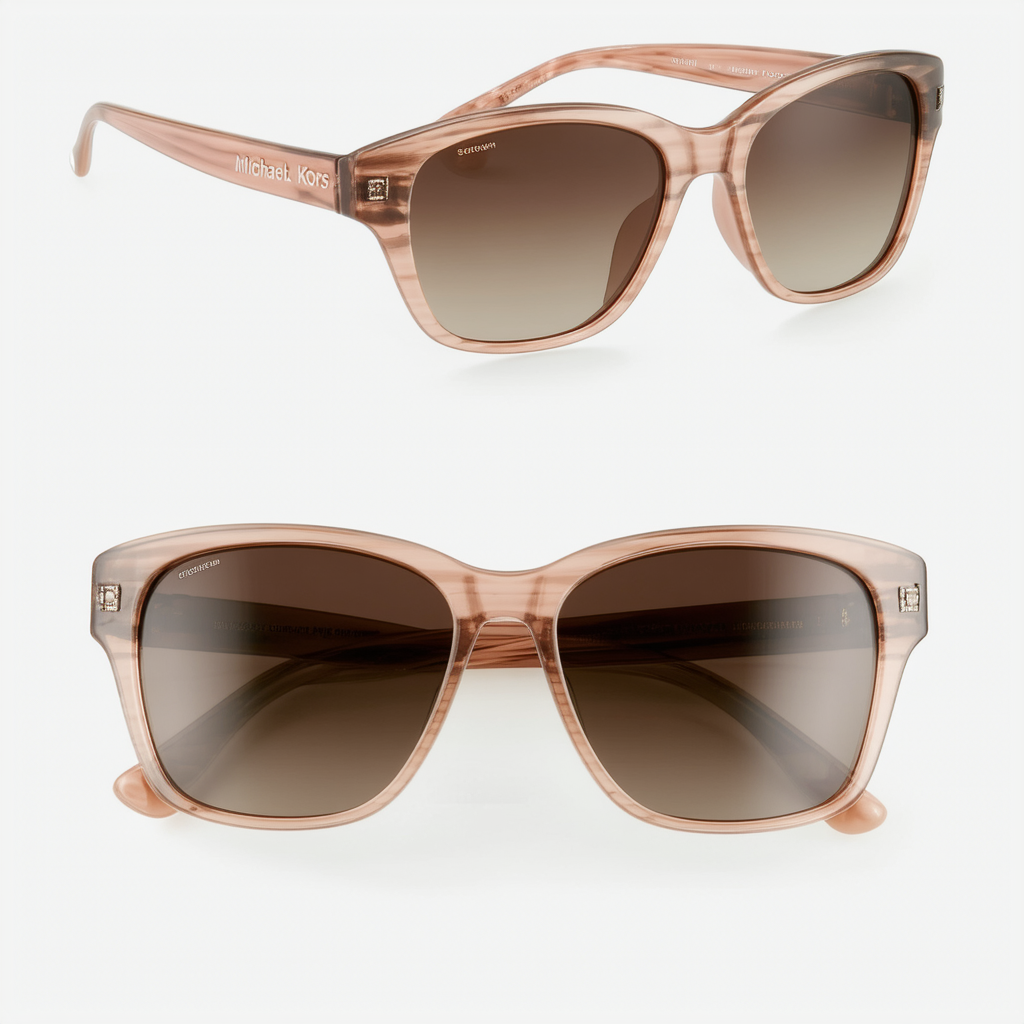 Michael Kors Woman Sunglasses Shell Pink Frame, Brown Gradient Lenses, 55MM