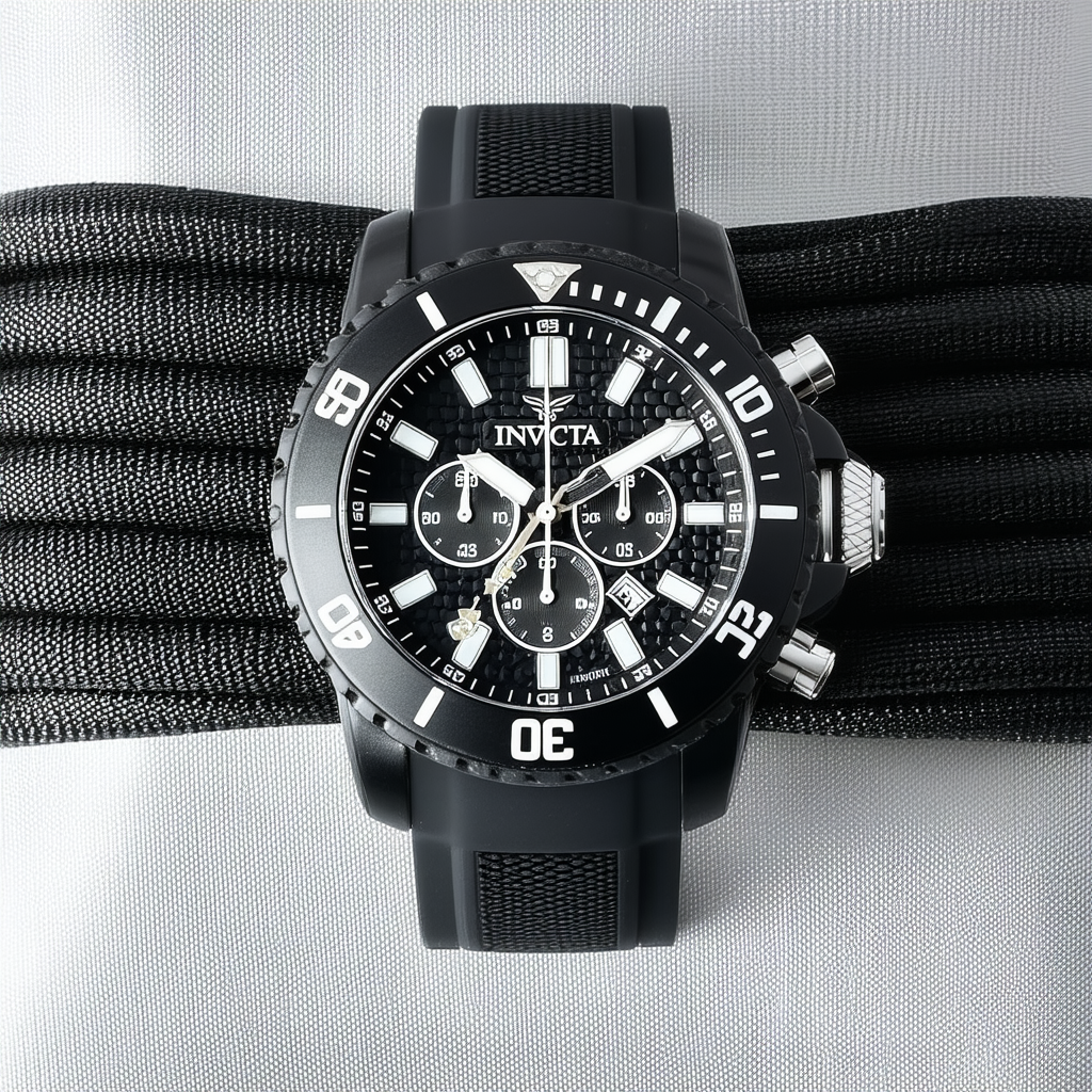 Invicta Men's 12692 Excursion Sport Chronograph Black Carbon Fiber Dial Black Silicone Watch