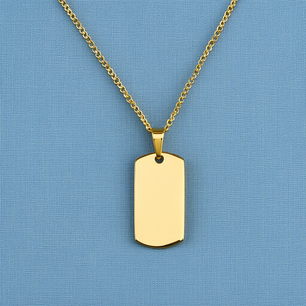 Amazon Collection 14k Gold over Sterling Silver Dog Tag Pendant Necklace
