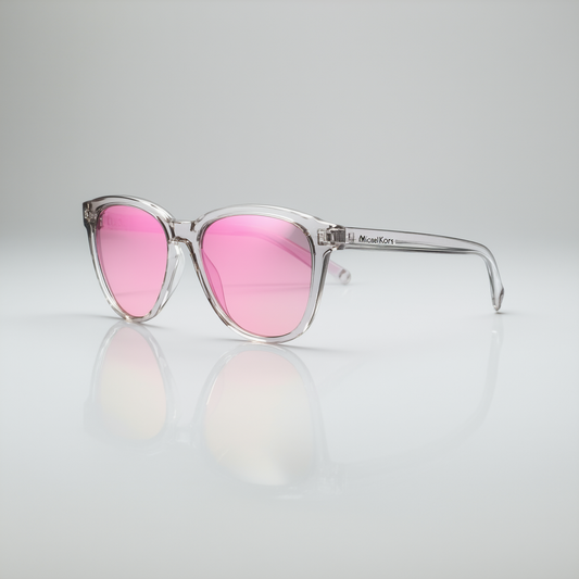 Michael Kors Sunglasses Clear Frame, Pink Lenses, 53MM