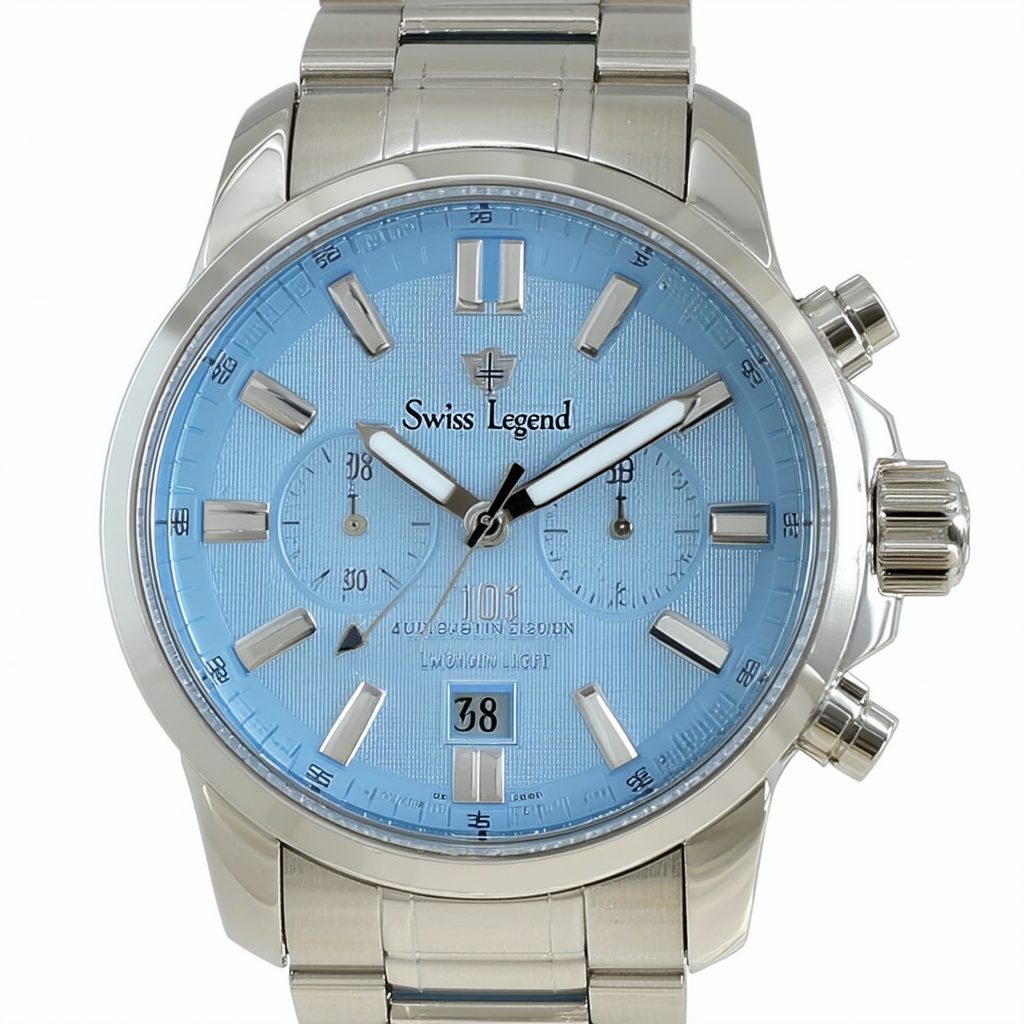 Swiss Legend Men's 40012-102-RN Limousine Light Blue Textured Dial Stainless Steel Watch