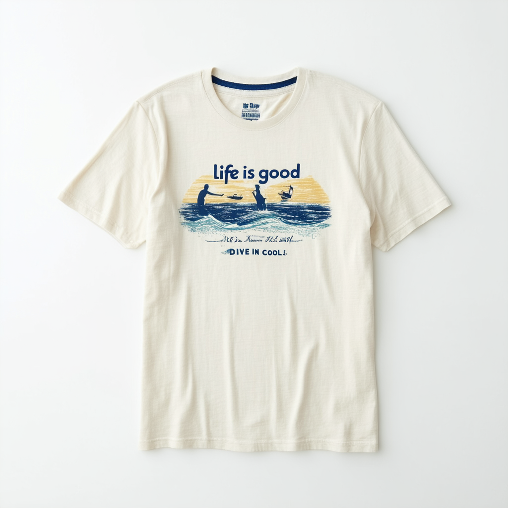 Life is good Men's Dive in Cool T-Shirt (Simply Ivory)