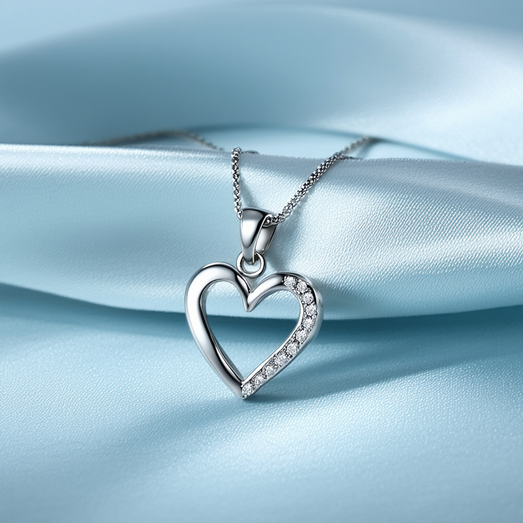 Amazon Collection Sterling Silver Heart Cut-Out Heart Pendant Necklace , 18"