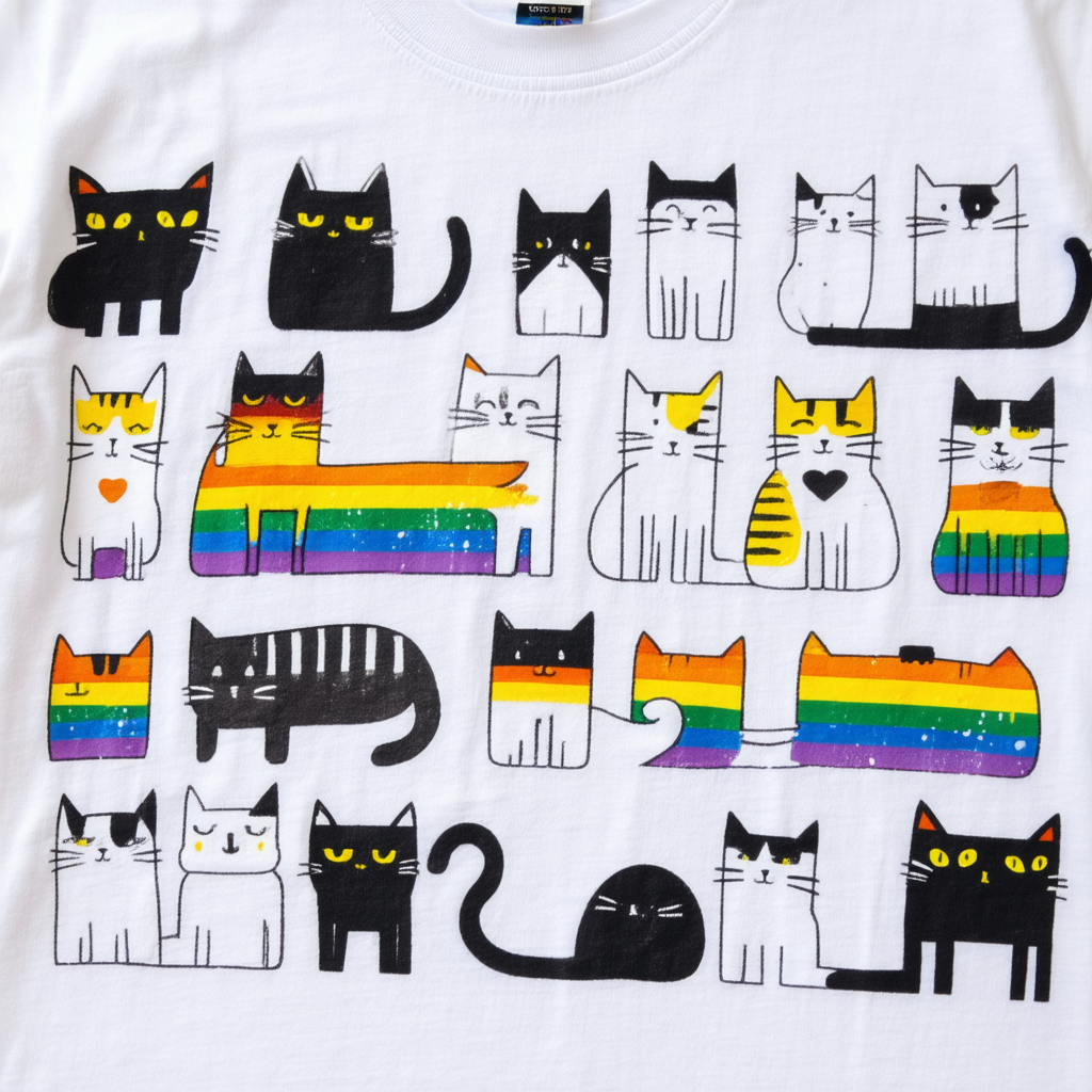 Nonbinary Pride Pronoun Cats Shirt - Enby Pride Flag Unisex T-Shirt