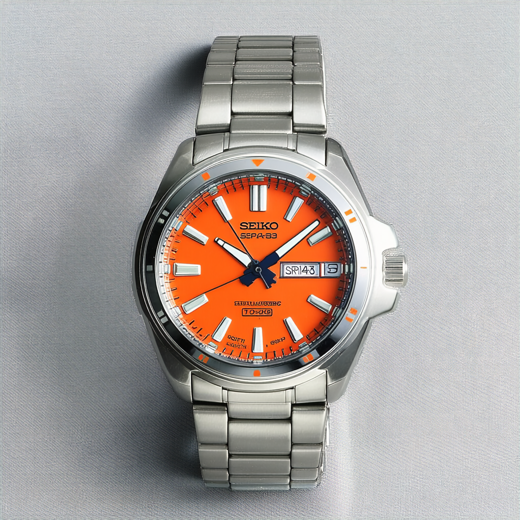 Seiko Men's SRP483 Seiko 5 Automatic Orange Dial Stainless Steel Bracelet Watch