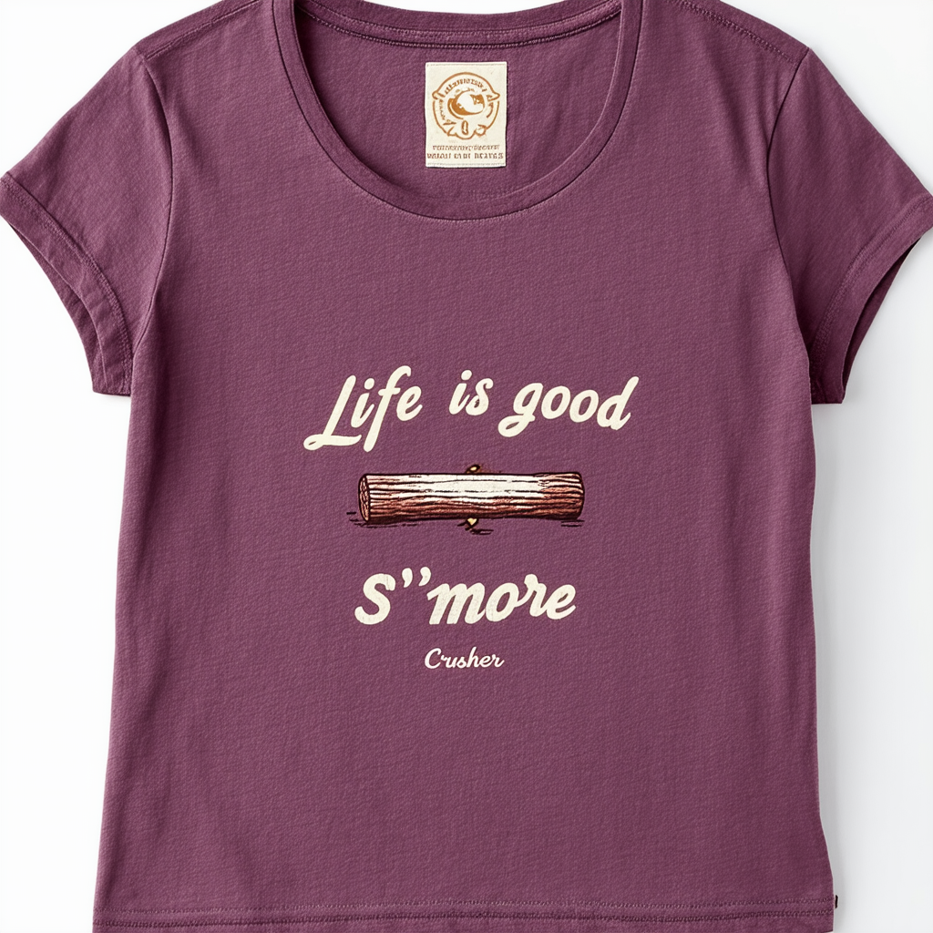 Life is Good Women's Crusher Heritage S'More T-Shirt (Perfect Plum)