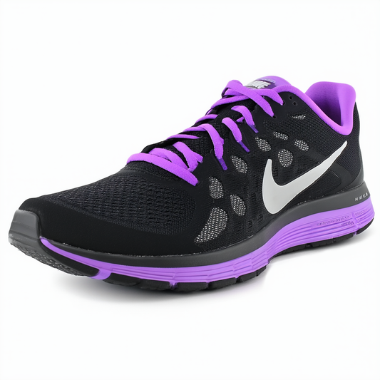 Nike Women's Flex 2012 Running Shoe,Black/Medium Violet/Metallic Platinum,10 B US