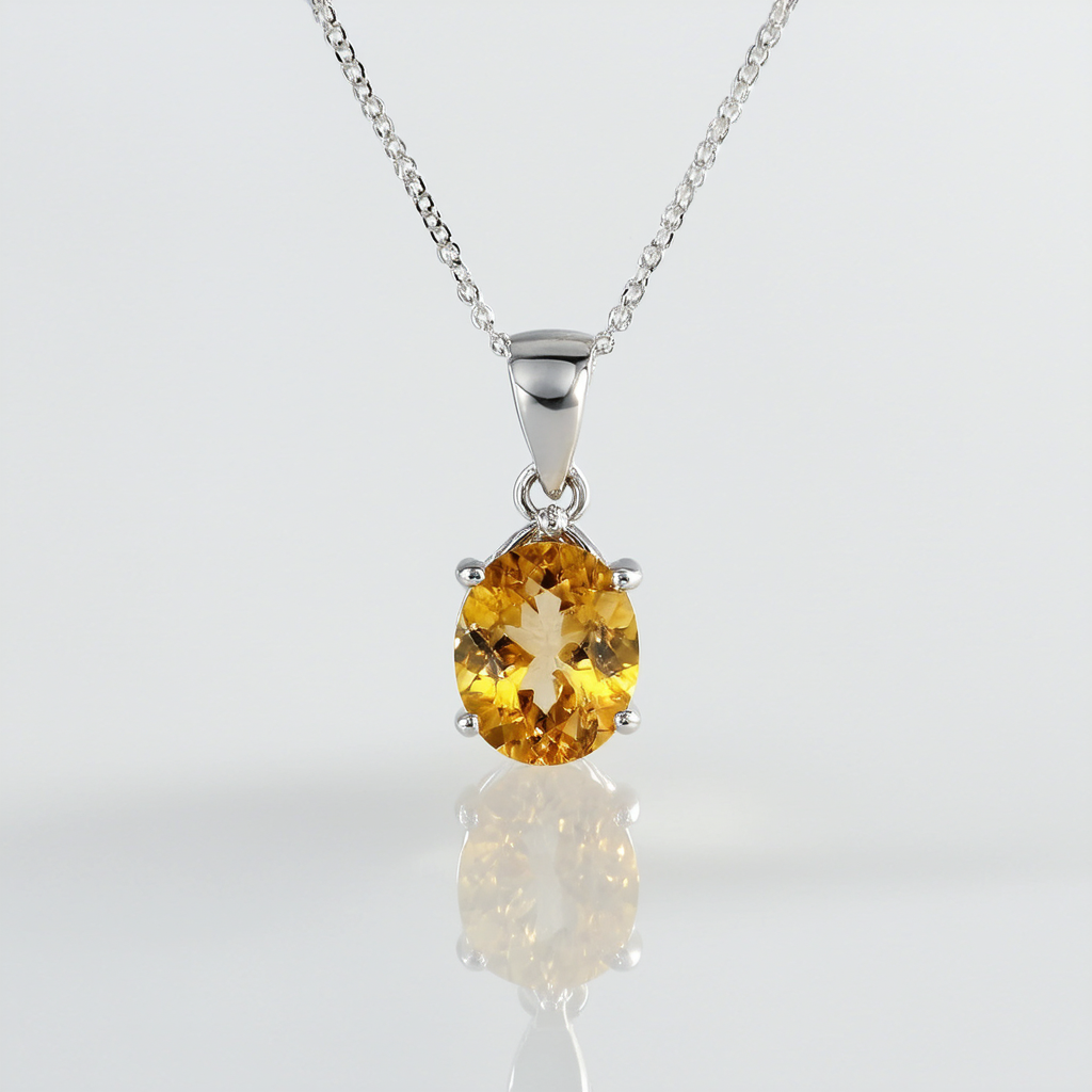 Amazon Collection Sterling Silver Citrine Pendant, 18"