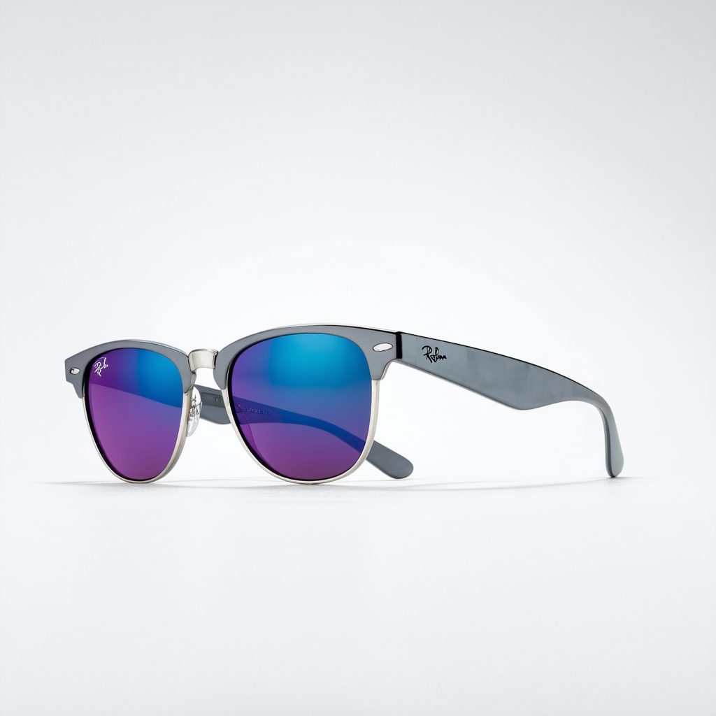 Ray-Ban Metallic Wayfarer Sunglasses in Violet Grey/Blue Mirror