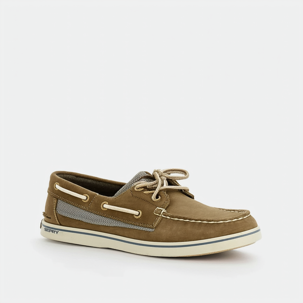 Sperry Men's Bahama 2 Eye Boat Shoe, Khaki/Oyster, 15 W US