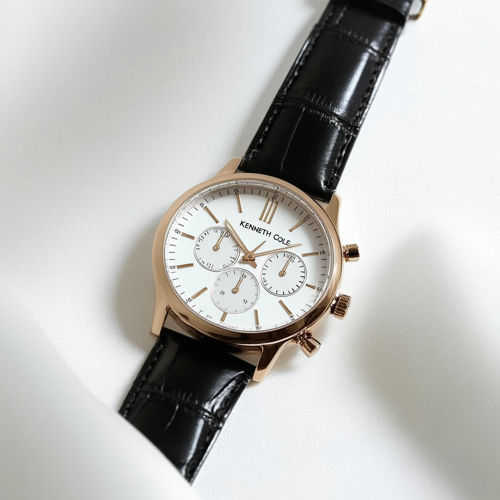 Kenneth Cole New York 2-Hand Black Leather Women's watch #KC2650