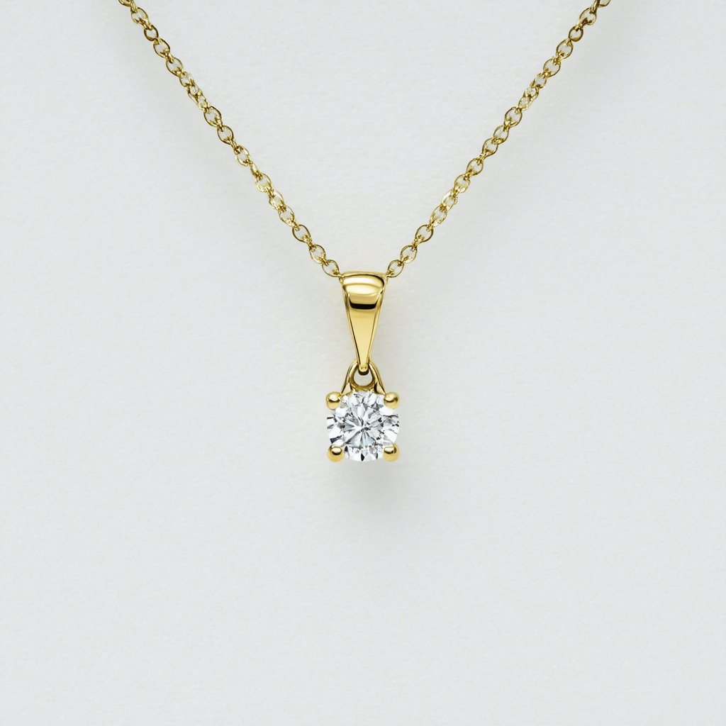 Amazon Collection 10k Yellow Gold Diamond Solitaire Pendant Necklace (1/10 cttw), 18"
