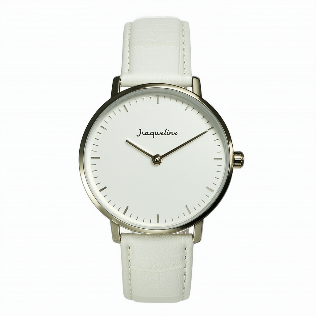 Jacqueline Three-Hand Winter White Leather Watch